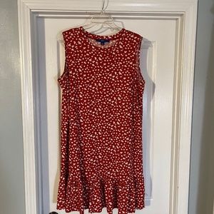 Women's APT. 9 Red Dress White Flowers, Size XL, Length 37 inches